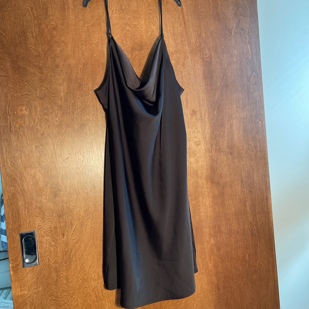 Black drapey satin slipdress Urban Outfitters size large